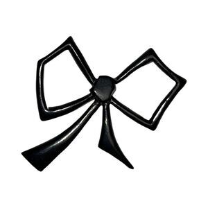 Vintage Matte Black Metal Bow Tie Brooch